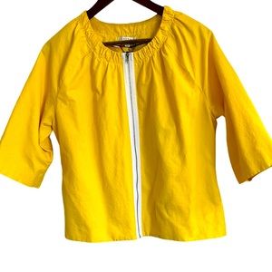 Joseph A, yellow three-quarter sleeve full zip nylon jacket women 12